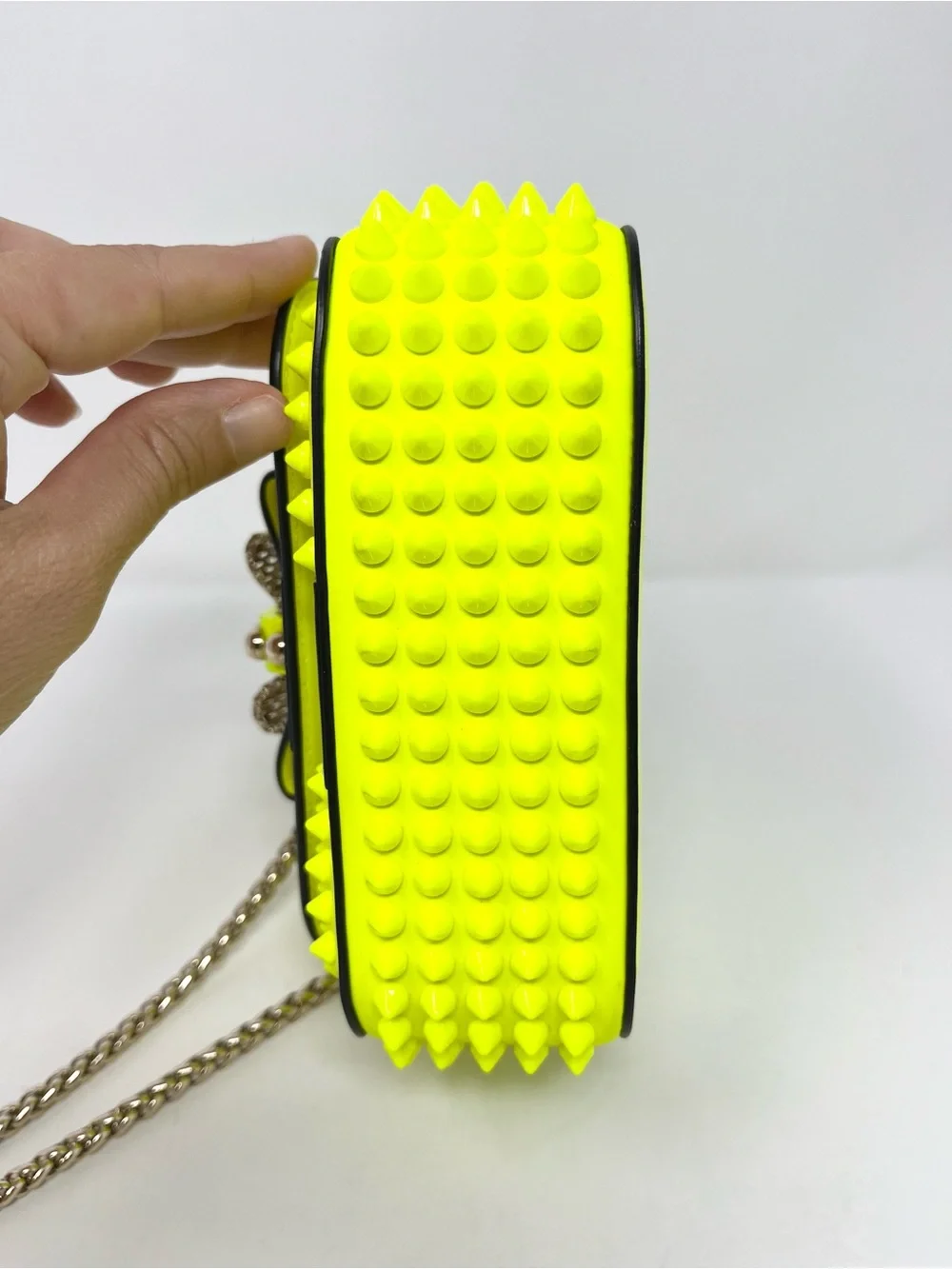 Christian Louboutin Sweet Charity Yellow Studded Mini Crossbody Shoulder Bag